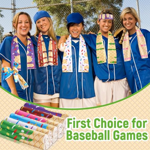 30Pcs Ice Cream Drip Baseball Cooling Towels 40 x 12 Inch Baseball Drip Ice Towel Microfiber Breathable Chilly Sport Rags Absorbent Sweat Washcloth Sport Team Gifts for Athletes Coach Gym Party Favors - style: Ice Cream Drip Baseball