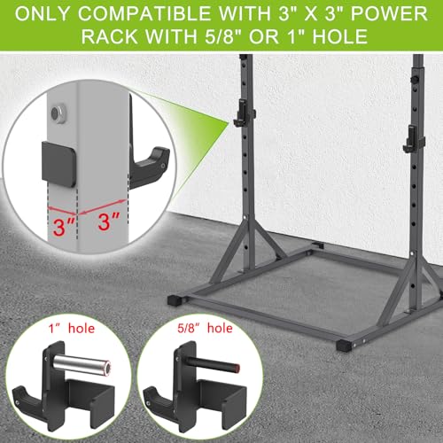 SELEWARE Solid Steel J Hooks for 2" x 2" or 3" x 3" Tube Power Cage with 1" 1/2" or 5/8" Hole Squat Rack Attachment, J-Hook Barbell Holder for Power Rack, Set of 2 - color: For 1" or 5/8" Hole of 3x3 inch Rack