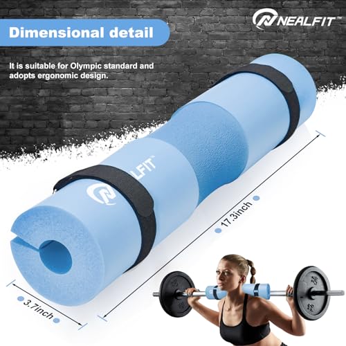 NEALFIT Barbell Pad Squat Pad for Squats—Squat Bar Pad—Great for Weightlifting,Lunges and Hip Thrusts—Foam Sponge Pad—Fit Standard and Olympic Bars Perfectly - color: Light Blue