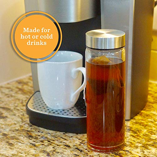 Juice Bottles - 4 Pack Wide Mouth Glass Bottles with Lids - for Juicing, Smoothies, Beverage Storage - 16oz Glass Water Bottles, BPA Free, Stainless Steel Lids, Leakproof, Reusable, Borosilicate - size: 16 Ounces