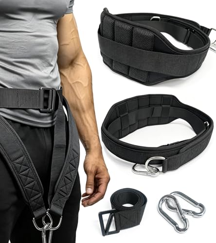 Weight Lifting Belt for Belt Squats, Squat Machine and Rack Attachment | Padded Hip and Thigh Support, Comfortable Fit, Strength Training, Powerlifting, Home and Gym Workouts