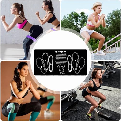 Squat Mat With Foot Position (32 * 14in) - Anti Slip Training Mat, Perfect for Leg & Abdominal Exercises, Squat Pads Activate Muscles, Prevent Injuries, Lightweight Portable for Home Gym - color: black