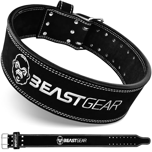 Beast Gear Weight Lifting Belt - Leather Power Lifting Belt for Men，10mm Thick Weightlifting Belt for Deadlifts, Back Support Squats Belts for Powerlifting, Crossfit Gym Belt for Men Women - size: XL