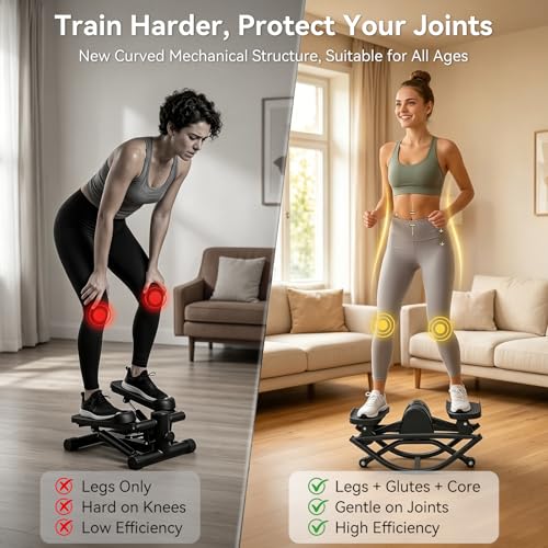 Rocking Steppers Side to Side for Full Body Workout, Quiet Lateral Stair Stepper at Home or Outdoor with Resistance Bands & Non-Slip Mat, 330 LBS Loading Capacity Exercise Equipment