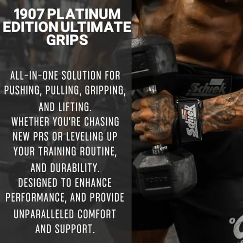 Schiek Sports Model 1907 Platinum Edition Ultimate Grips - 3 in 1 Weight Lifting Straps Wrist Wraps and Grip Pads - color: Black, size: Small