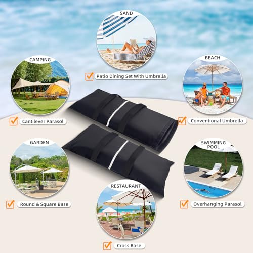 Umbrella Base Weight Sand Bags, 2 x 50 LBS Fillable Sand Bag for Umbrella Base, Cantilever Patio Umbrella, Trampoline, Outdoor Garden Backyard Furniture (Without Filler) - color: Basic model-2 pack（without sand）