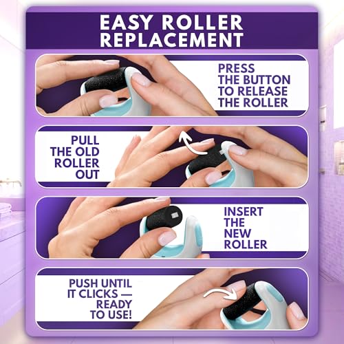 Electric Foot Callus Remover for Feet, 2800 RPM, 360° Roller | Foot Grinder & Hard Skin Remover, Replaceable Roller with Dust Cap, Ergonomic Grip, Pedicure Tools for Feet & Smooth Heels - color: Blue Callus Remover