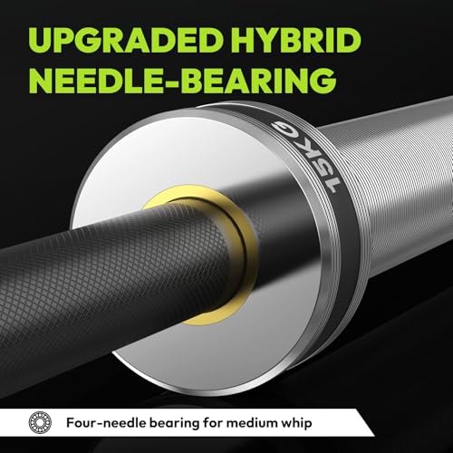 HANDBODE Olympic Barbell 6.5 ft/7 ft, 2 Inch Straight Womens Bars, 35 lb/45 lb Weight Bar, 1000 lb High-Capacity, for Weightlifting, Bench Press, Deadlift, Squat, Home Gym Strength Training - color: 6.5 ft Barbell 35 lb, 1000 lb, Black & Silver