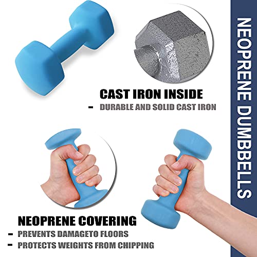 Balelinko Home Gym Equipment Workouts Strength Training Weight Loss Pilates Weights Yoga Sets Weights for Women, Men, Seniors and Youth - color: Blue, style: 2 LB, Pair