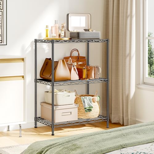 DurayLoly 3 Tier Metal Wire Storage Shelves,Adjustable Small Wire Shelving Unit,Utility Storage Rack for Kitchen,Bedroom,Laundry Room,Pantry & Office,17.7”Wx11.8”Dx35.4”H,Black - size: Black-17.7”W × 11.8”D × 35.4”H