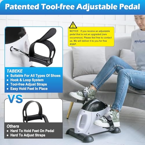 TABEKE Under Desk Bike Pedal Exerciser - Mini Exercise Bike for Arm/Leg Exercise, Pedal Exerciser for Seniors with LCD Display 26514(White)