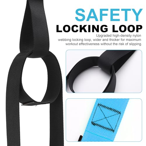 Home Resistance Training Kit | Full-Body Workout with Suspension Trainer Straps, Door Anchor, Handles, and Carrying Bag | Complete Home Gym Equipment - color: Blue