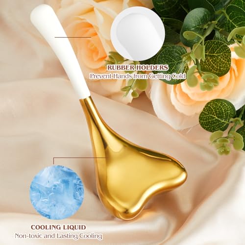 Ice Globes -Facial Skin Care Tools for Women, Cryo Sticks -Unbreakable Stainless Steel and Special Design, Esthetician Supplies Cooling Spa Globes,Mothers Day Gifts for Mom - color: Gold