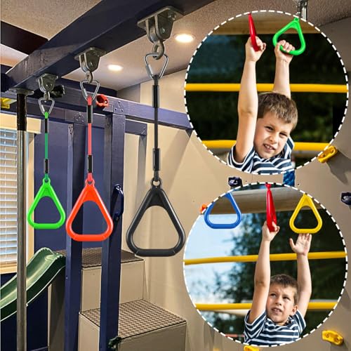PELLOR Gymnastic Ring, Ninja Rings, Monkey Bars Adjustable Children's Home Gym Equipment, Pull Up Rings Sets for Workout Bodyweight Fitness Training - color: 6 Color