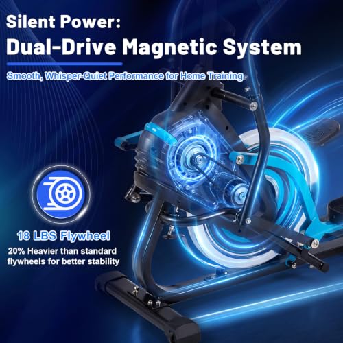 3-in-1 Elliptical Exercise Machine for Home, Cardio Climber & Stair Stepper with 18LB Flywheel, 16-Level Magnetic Resistance, 15.5” Stride, 300LB Capacity, Quiet Compact Trainer