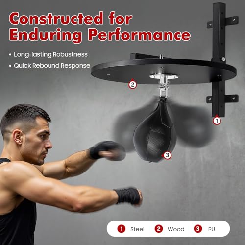 Speed Bag Platform, Speed Bag Platform Kit, Height Adjustable, 360° Rotatable, Wall-Mounted, Heavy Duty Boxing Training Equipment with Punching Ball for Boxing Enthusiast, Adult - color: Black