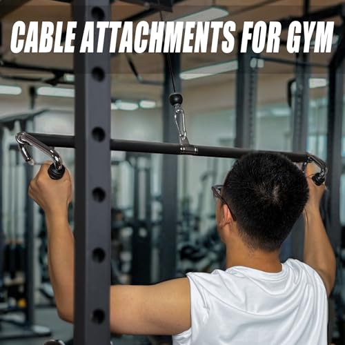 Non-Detachable LAT Pull Down Bar Cable Attachments for Gym, LAT Pulldown Attachments, Straight Bar, Resistance Band Bar for Weightlifting Workout - color: Long bar 1