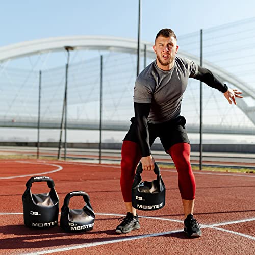 Meister BEAST Portable Sand Kettlebell - Soft Sandbag Weight - 35lb / 15.9kg - Black | Soft-sided kettlebell w/ oversized neoprene handle for swings, squats, presses, pulls and more. Ideal for home and travel