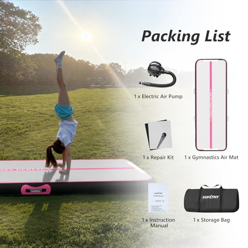 VOFiTNY All Purpose Gymnastics Mat 6.6/10/13/16/20 ft Sturdy Inflatable Tumble Track for Home/Gym - color: Pink/Black, size: 20ft*3.3ft*4inches(6m*1m*0.1m)