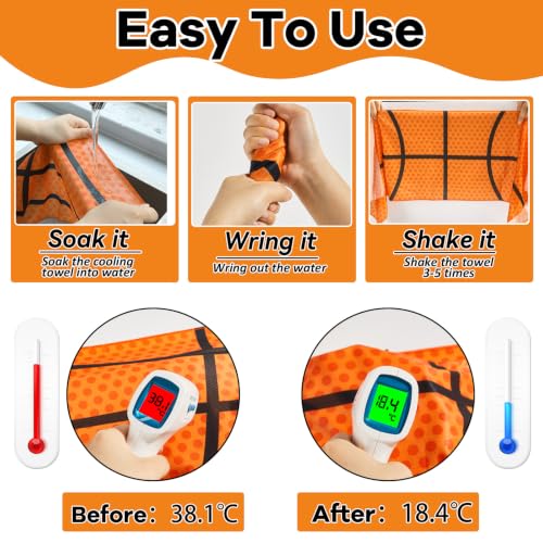30Pcs Basketball Cooling Towels for Neck and Face 40 x 12 Inch Basketball Sports Team Gift Workout Ice Towel for Gym Sweat Microfiber Breathable Chilly Bulk Neck Wraps for Athletes Camping Travel Yoga - style: Basketball