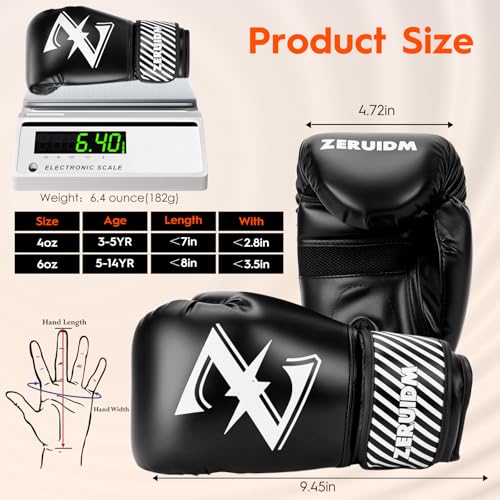 Kids Boxing Gloves 6 oz Youth Training Sparring Gloves for 3–12, Leather Ventilated Mesh, Boys Girls Junior Punching Gloves for PunchBag Focus Pads MMA Muay Thai Kickboxing - color: White