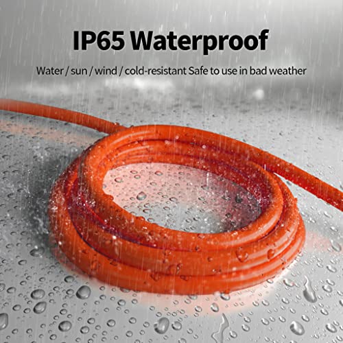 POWGRN 75 ft 12/3 Outdoor Extension Cord Waterproof Heavy Duty with Lighted Indicator End 12 Gauge 3 Prong, Flexible Cold-Resistant Long Power Cord Outside, 15Amp 1875W SJTW Orange ETL Listed - color: Orange, size: 75 FT