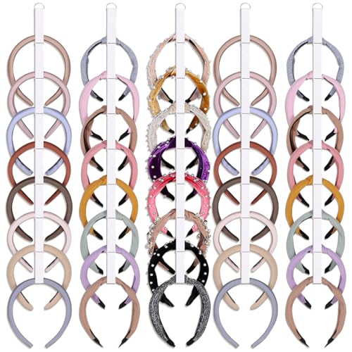 5 PCS Headband Holder Organizer for Girl,Hanging Hairband Storage for Women,White Hair Hoop Display Hair Accessories Organizer Bedroom College Dorm Decor - color: White-5pcs