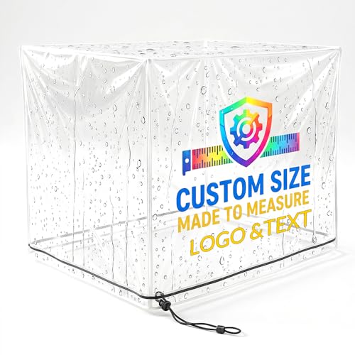 Custom Clear PVC Dust Cover, Personalized Text or Logo for Transparent Protective Cover, Made to Measure Size, Waterproof Visible Storage Covers for Equipment & Display (PVC Transparente) - color: PVC Transparente