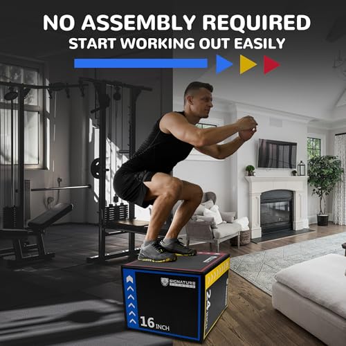 BalanceFrom 3-in-1 Rotatable Plyometric Box Jumping Exercise Trainer Workout Equipment with Anti Slip Surface & High Density Foam, 16" × 20" × 24", 10-Pound, Multi-Color