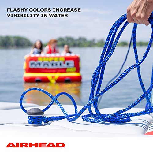 Airhead 1-6 Person Tow Rope for Towable Tubes, Heavy Duty Boat Towline for Tubing, UV Resistant 16 Strand Polypropylene with Rope Keeper, up to 6,000 lb Break Strength - size: 1 Person