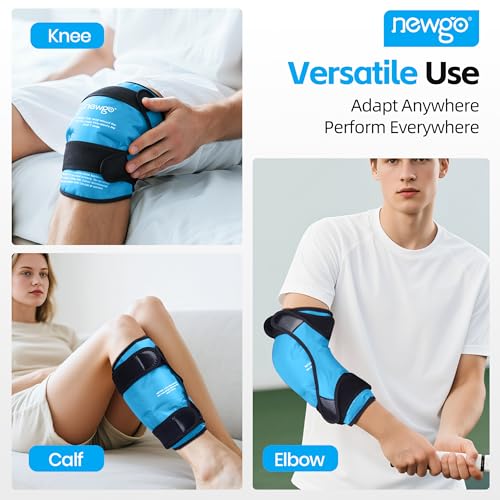 NEWGO Ice Pack for Knee Injuries Reusable, 360° Full Wrap, Light Blue | Y-shaped Strap Stays Put, Reusable for Knee Replacement, ACL, Arthritis, Swelling, and Sports Injuries, 21.7" x 9.8" - color: Regular Light Blue 1-pack