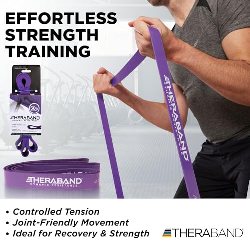 THERABAND High Resistance Band, Extra-Heavy Elastic Super Band for Full Body Workouts, Physical Therapy, Strength Training, Durable 41” Loop Exercise Band, 50 lbs Resistance - size: X-Heavy (50 lbs)