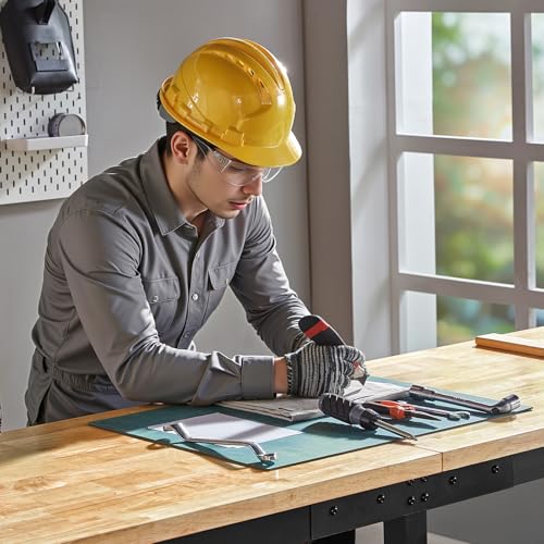 SPECRAFT 72" Adjustable Heavy Duty Workbench with 4 AC Outlet and 2 USB Ports Power Outlets, 6000 Lbs Capacity, Rubber Wood Top for Garage, Workshop, Office - color: Black, size: Standard/72"x24"