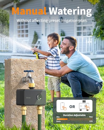 Diivoo Brass WiFi Sprinkler Timer 2 Zone for Garden Hose Remote Control | Smart Water Timer Compatible with Alexa and Google Home,12 Irrigation Plans,Rain Delay & Manual Watering for Garden,Lawn,Yard - size: 2 Outlets