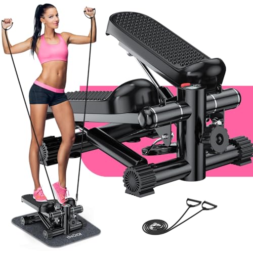 Mini Stair Stepper with Resistance Bands, Under Desk Stepper - 330 LBS Capacity