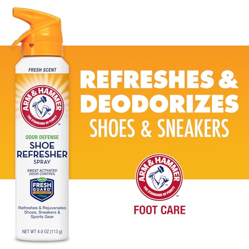 Arm and Hammer Shoe Refresher Spray, Multi-Purpose Odor Remover for All Types of Footwear, Shoe Deodorizer Spray, Shoe Odor Eliminator, Shoe Spray, Shoe Smell Eliminator, 4 oz (3 Pack) - size: 4 Ounce (Pack of 3)