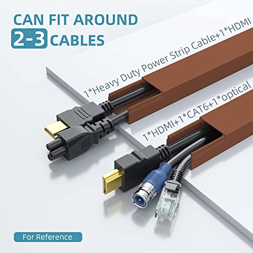 Wire Hider, 157in Delamu Cord Hider Wall, Paintable Wire Covers for Cords, TV Cable Hider Wall Kit, Cable Covers Raceway, Cable Management Hide TV Cords for Wall Mount TV, 10XL15.7 W0.95 H0.55in Brown - color: Brown, size: 157in L x 0.95in W x 0.55in H