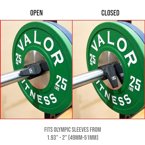 Valor Fitness Muscle Clamps Snap & Lock Barbell Collars for Olympic Weights, Secure Grip for 2-Inch Bars, Quick Release Pair for Strength Training & Weightlifting