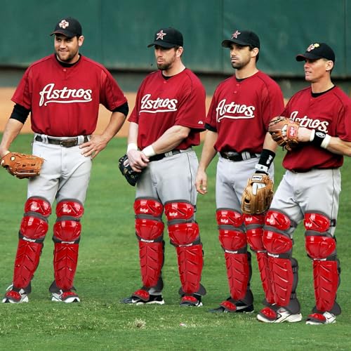 Baseball Softball Catcher Leg Guards Shin Guards for Youth Adult - size: 15"-Adult Red