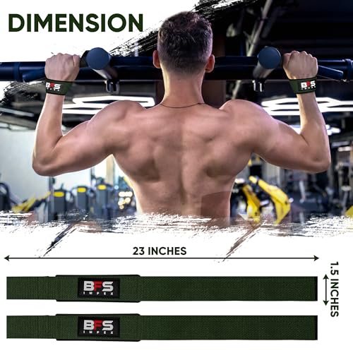 Lifting Straps for Weightlifting, Weightlifting Cotton Straps with Neoprene Padding for Men women Gym Wrist Straps for Bodybuilding powerlifting, Strength Training and Deadlifting - color: ARMY GREEN
