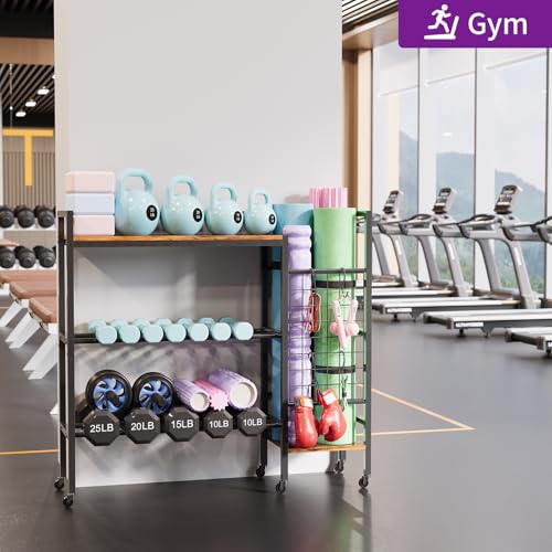 HavenlyYouth Dumbbell Rack, Home Gym Weight Rack Storage, Adjustable Dumbbell Stand Organizer with Wheels, Holds Dumbbells, Kettlebells, Yoga Mats - size: 35"