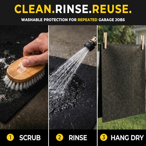 GOLENER Oil Spill Mat - Garage Floor Mat, Absorbent Oil Pad, Premium Maintenance Mat, Waterproof, Contain Liquid, Protect Garage Surface from Spill & Stain, Reusable, Washable, Durable, Black, 29”x36” - size: 2'5" x 3' (Rectangular)