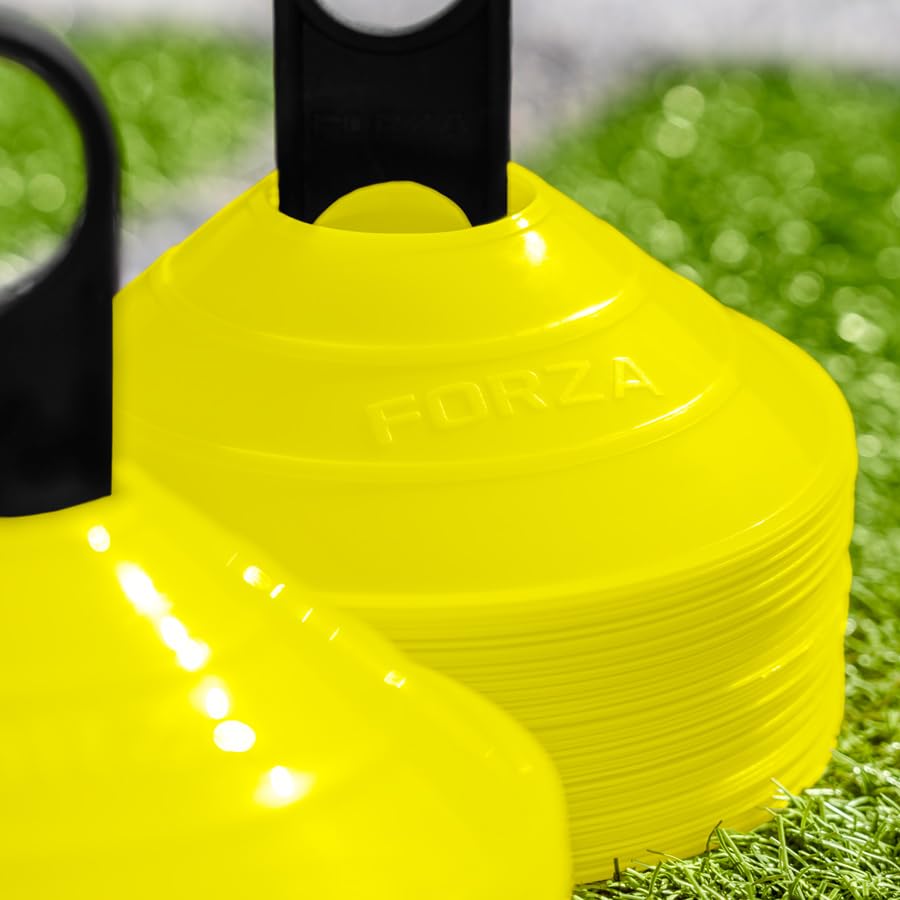 FORZA Multi-Sport Training Marker Cones | Pack of 50 or 1000 Soccer Cones in 8 Vibrant Colors - Durable Construction, Portability and Convenient Storage with Holder - color: Yellow, size: Pack of 1000