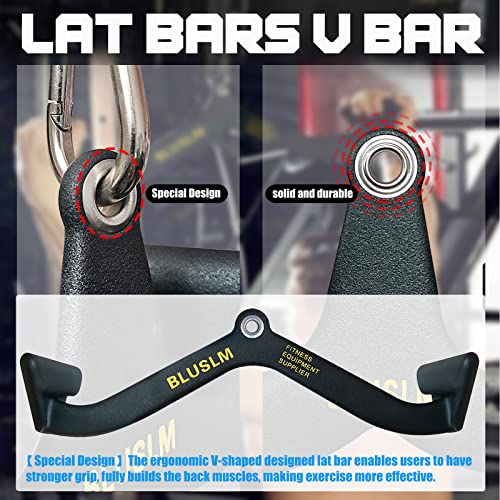 BLUSLM LAT Pull Down Bar for Cable Machine, LAT Pulldown Attachments T-bar V-bar Cable Attachment for Gym, Back Tricep Strength Training Handle - size: 21.6 Inch-1 Pack