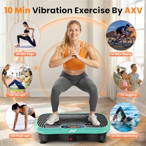 AXV Vibration Plate Fitness Platform Exercise Machine Vibrating Shaking Full Body Shaker Workout Vibrate Stand Shake Board Sport for Weight Loss Fat Burner for Gym Home Office - color: BT.PRO.GREEN
