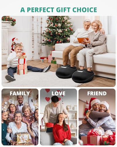 Medcursor Foot Massager Machine Heat, Shiatsu Kneading & Rolling, Massage for Plantar Fasciitis & Foot Pain Relief, Adjustable Air Pressure, Fits Up to13, Gift for Women & Men