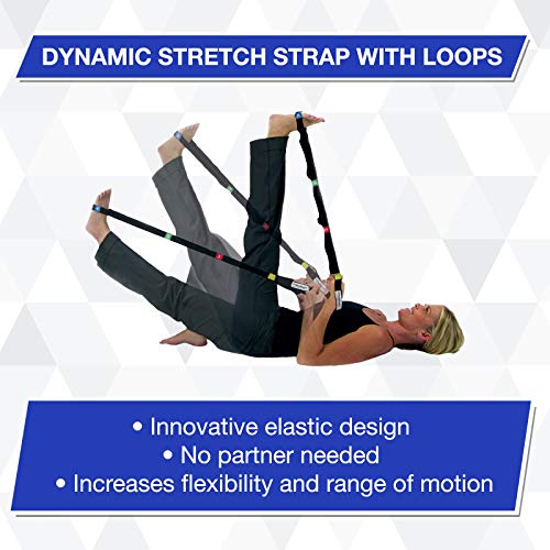THERABAND Stretch Strap with Loops to Increase Flexibility, Dynamic Stretching Tool for Athletes Including Dancers, Cheerleaders, Gymnasts, Runners, Pilates and Yoga Elastic Stretch Out Band