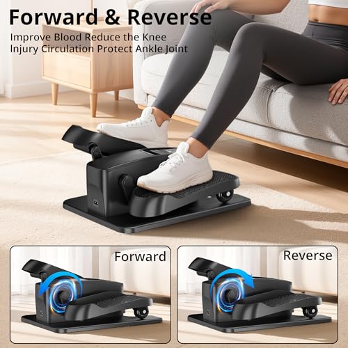 MOMODA Under Desk Elliptical Machine, 2 in 1 Electric Seated Pedal Exerciser with 12 Adjustable for Senior & Home & Office, Forward & Reverse, Manual & Auto - size: Large