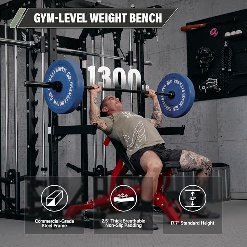 MAJOR FITNESS Weight Bench, Adjustable Workout Bench for Strength Training, Bench Press, and Full-Body Workouts for Home Garage Gym - color: Red (Elite)