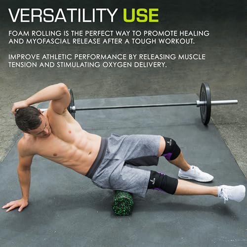 ProsourceFit High Density Foam Rollers 12 - inches long, Firm Full Body Athletic Massage Tool for Back Stretching, Yoga, Pilates, Post Workout Muscle Recuperation, Black/Green - color: Black/Green, size: 12"H x 6"D